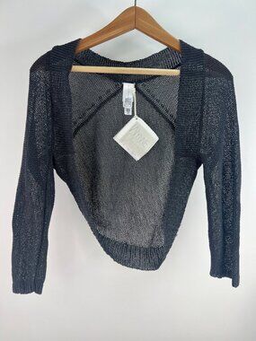 Wynne Layers cropped gray knit bolero shrug cardigan size small
